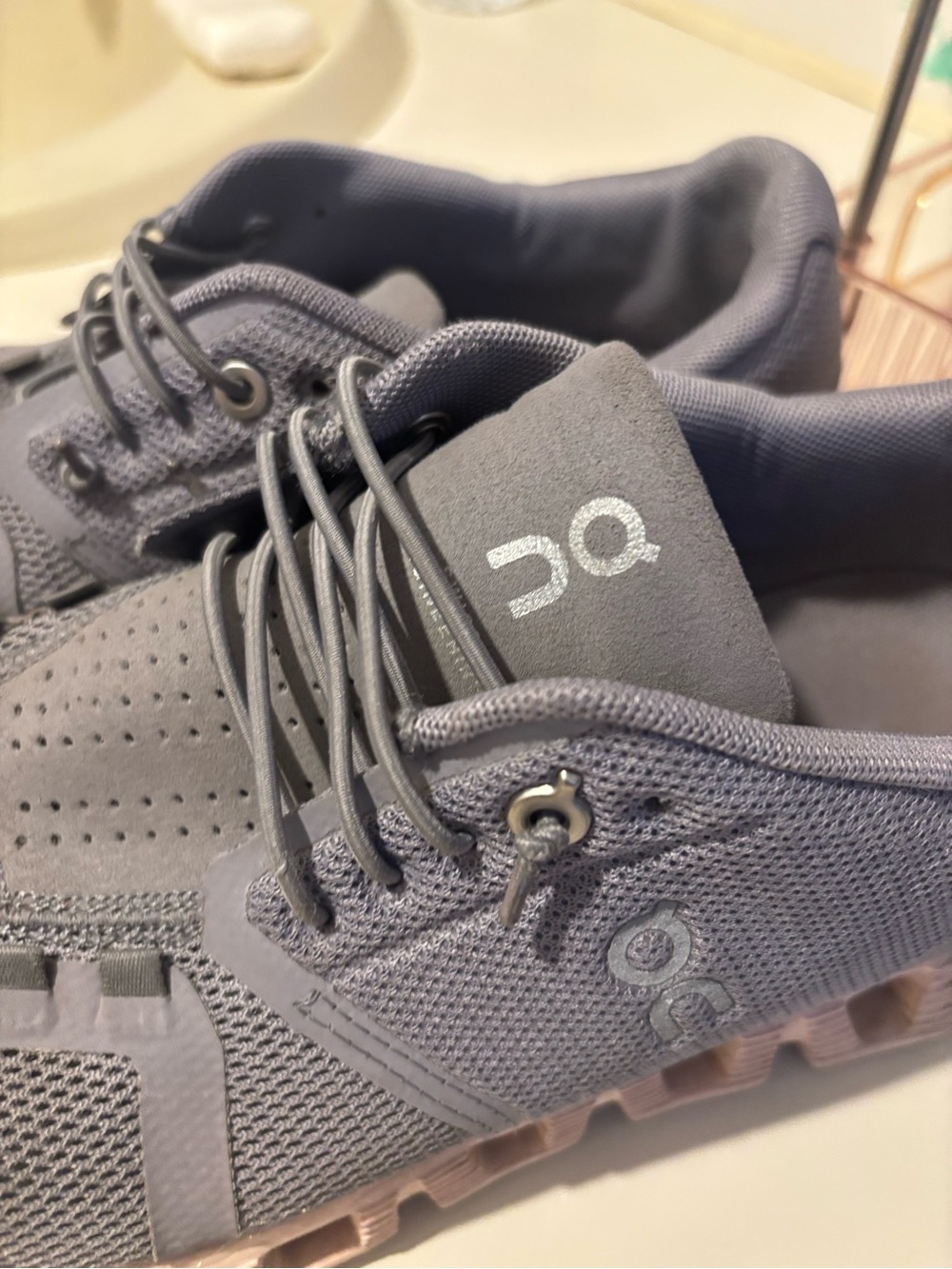 On Running Men's Grey Athletic Shoes with Light Pink Sole - Picture 4 of 4